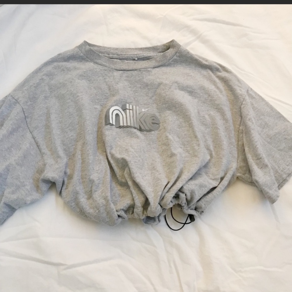 Grey Nike drawstring crop top